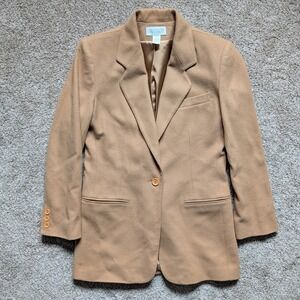 Land's End Womens Sz 6 Tan Wool Cashmere Blend Suit Blazer